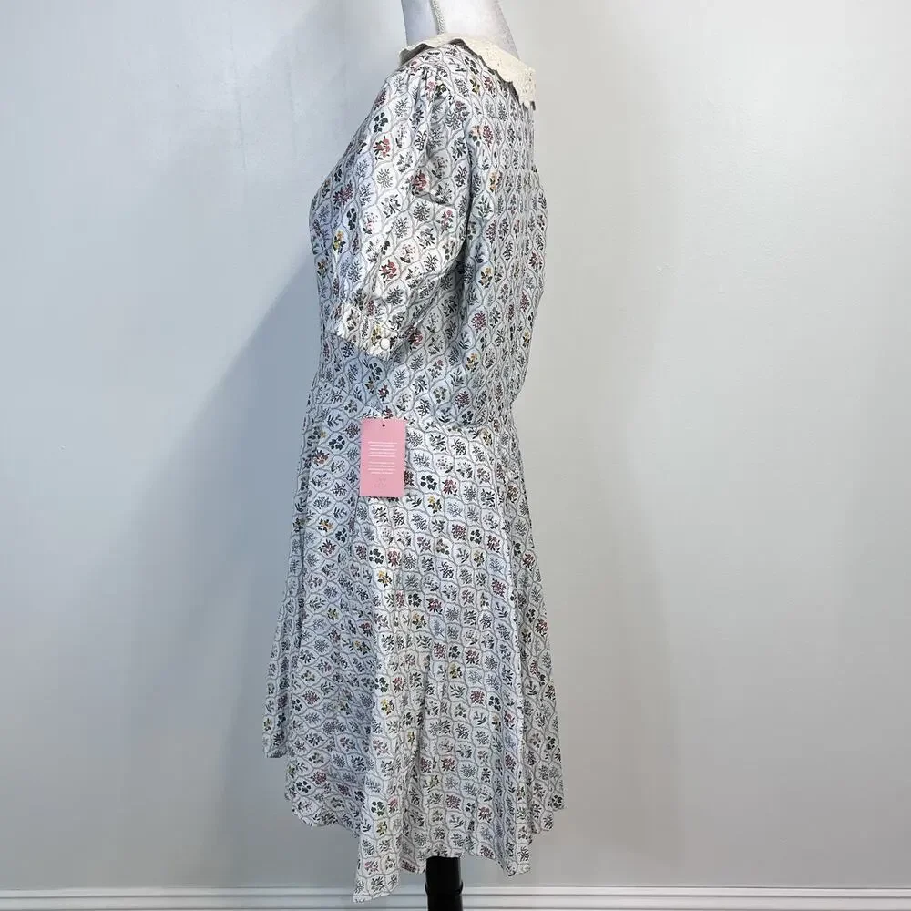 Ivy City Co. Dress size 12 Cambridge In Blue Wildflowers Floral Crochet Lace - Picture 10 of 13